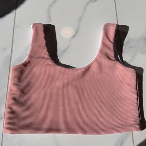 Five Dancewear Ribbed Reversible White Soft Pink Dance Cropped Tank Top Size S